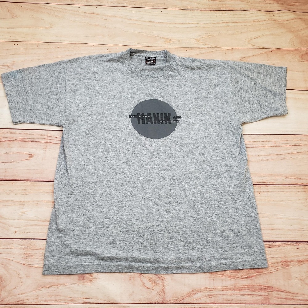 Vintage Fruit Of The Loom Shirt Mens XL‎ Gray Manik Off Road 4x4 Graphic 90s